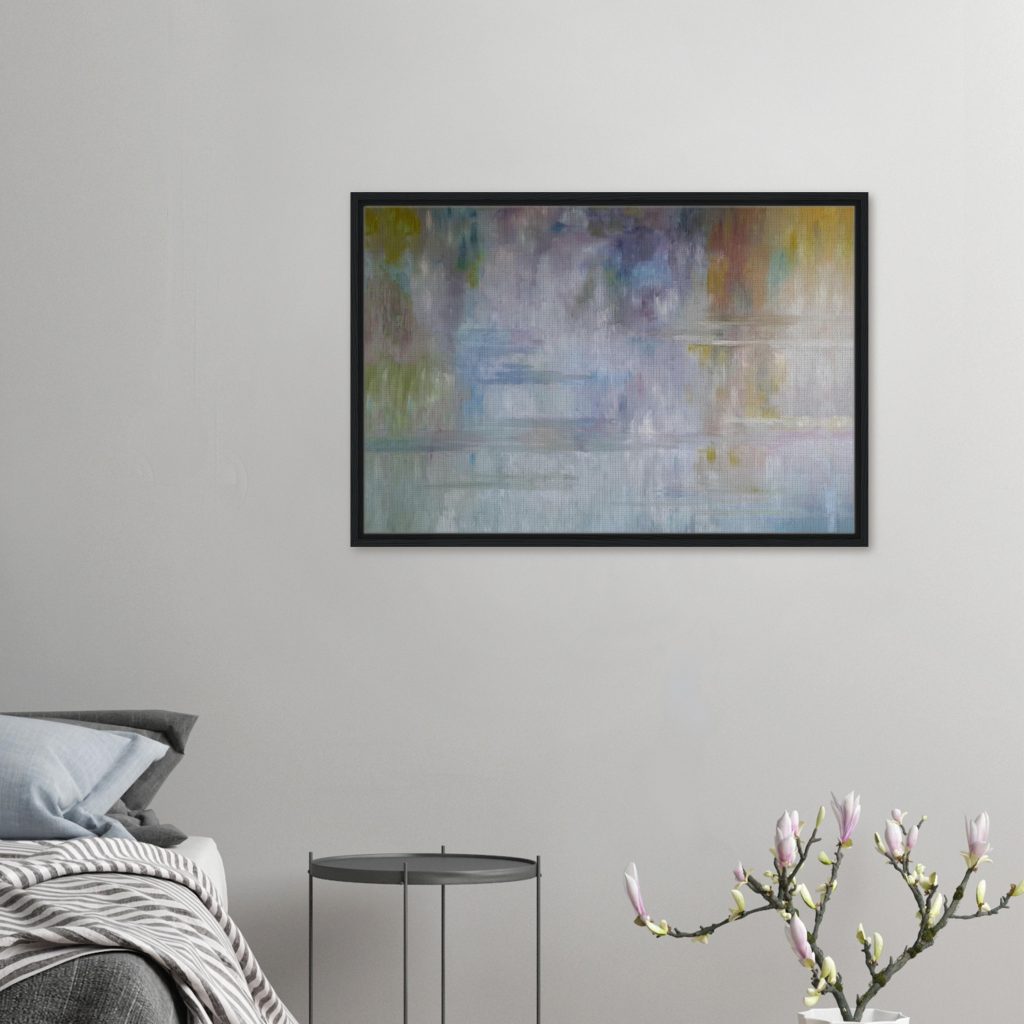Leinwanddruck ruhiger Fluss mit Rahmen Bedroom-Modern-Grey-5