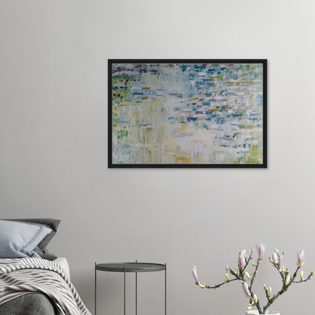 Leinwanddruck Fröhlicher Fluss mit Rahmen Bedroom-Modern-Grey-5