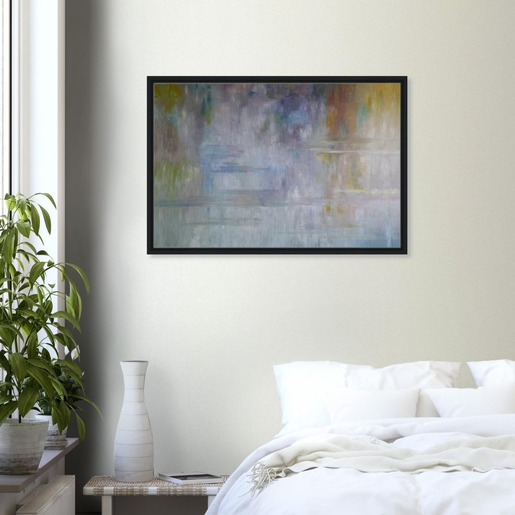 Leinwanddruck ruhiger Fluss mit Rahmen Bedroom-Modern-White-2