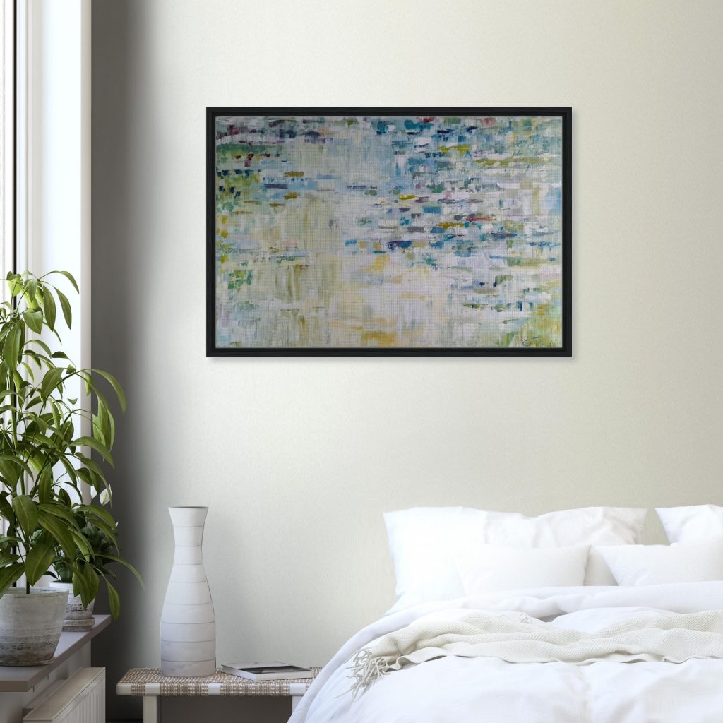 Leinwanddruck Fröhlicher Fluss mit Rahmen Bedroom-Modern-White-2