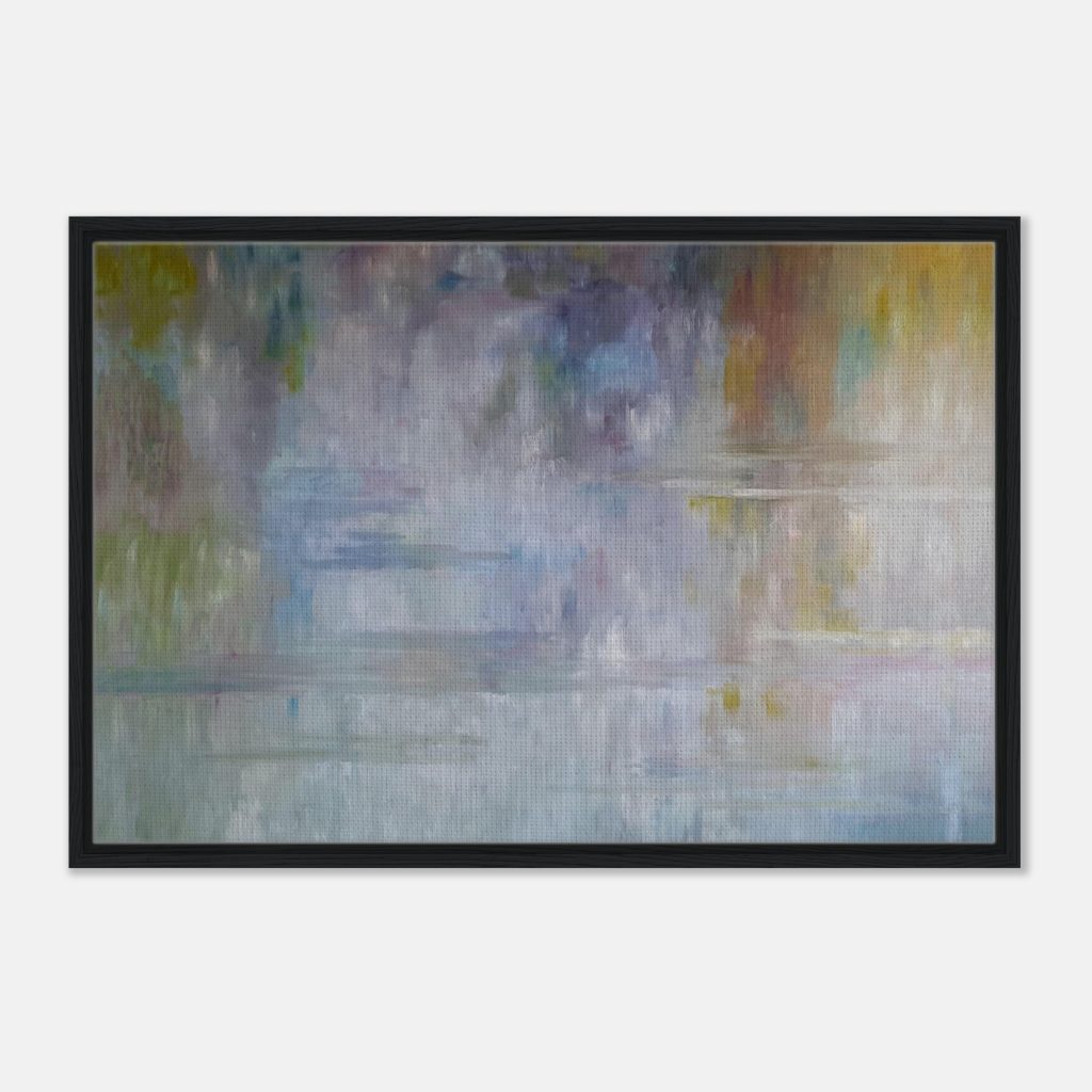 Leinwanddruck ruhiger Fluss mit Rahmen Close-Up-Plain-Gray-0