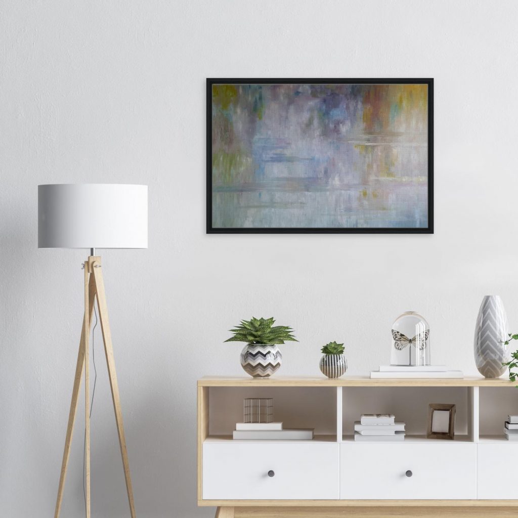 Leinwanddruck ruhiger Fluss mit Rahmen Living-Room-Modern-White-1