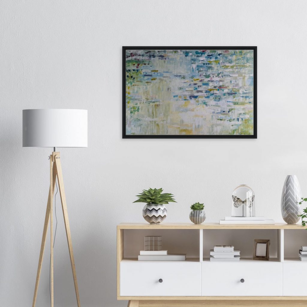 Leinwanddruck Fröhlicher Fluss mit Rahmen Living-Room-Modern-White-1