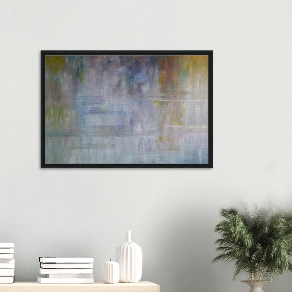 Leinwanddruck ruhiger Fluss mit Rahmen Living-Room-Modern-White-2