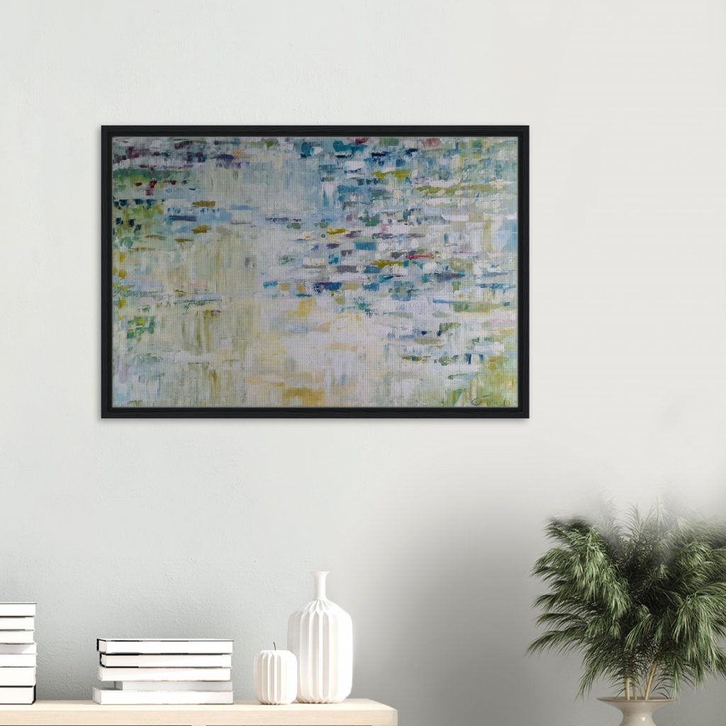 Leinwanddruck Fröhlicher Fluss mit Rahmen Living-Room-Modern-White-2