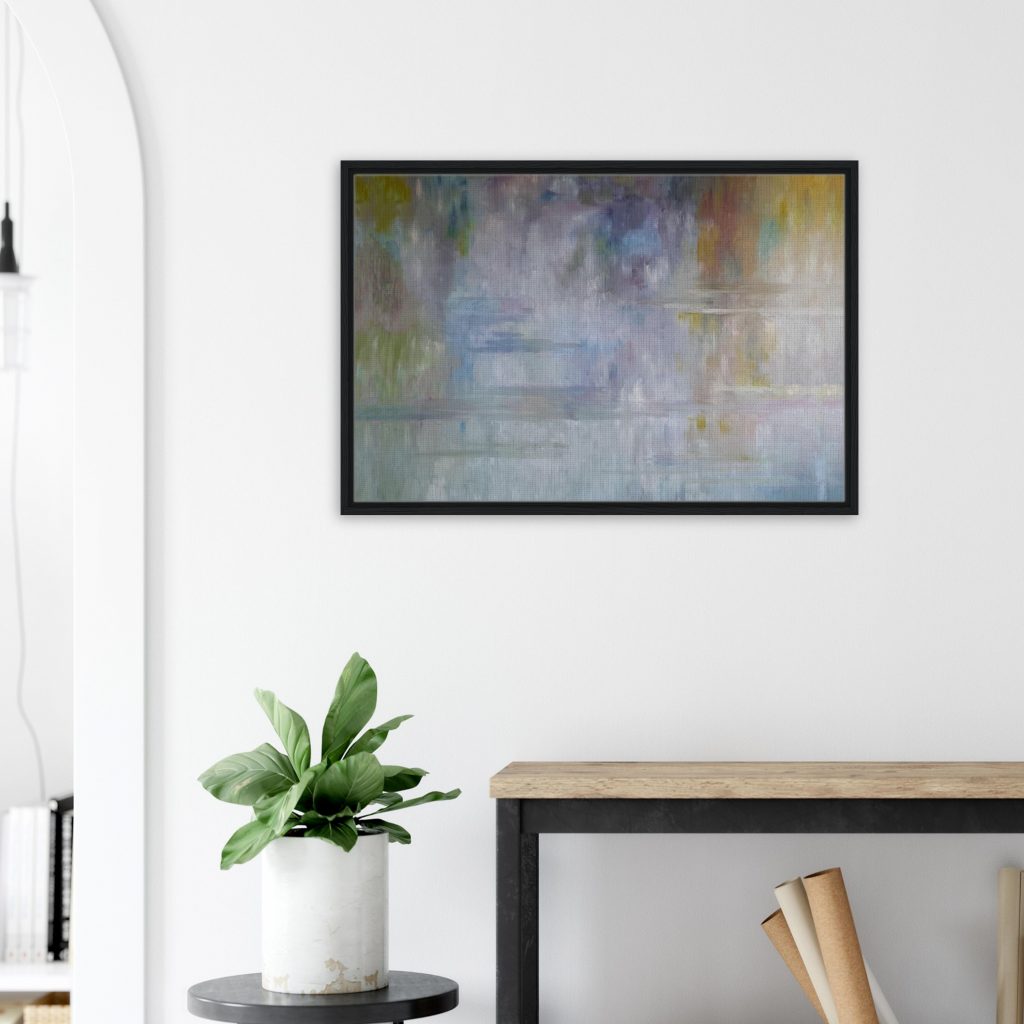 Leinwanddruck ruhiger Fluss mit Rahmen Lobby-Modern-White-0